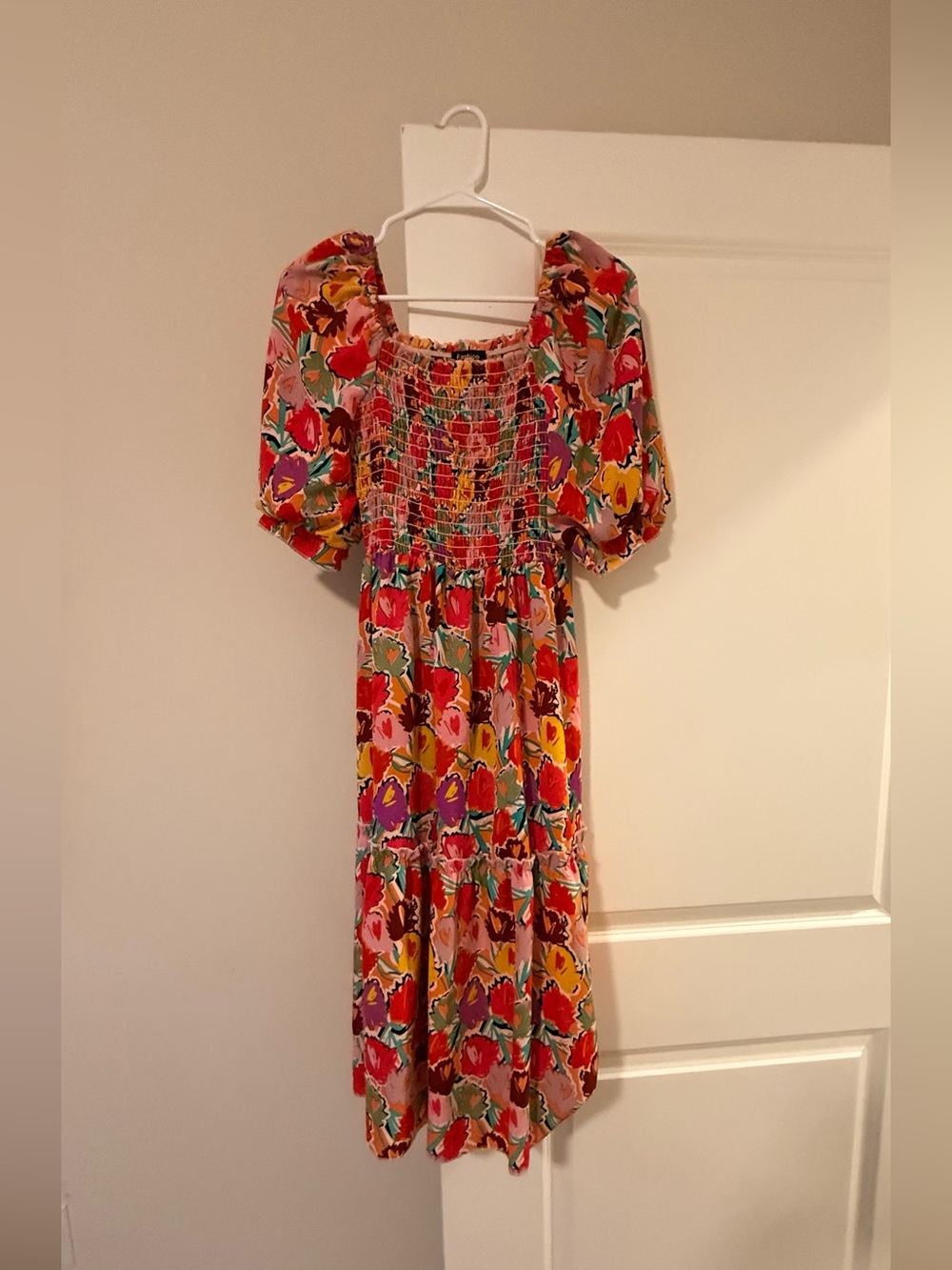 Floral Smocked Midi Dress in Multi-Color - Picture 2 of 7